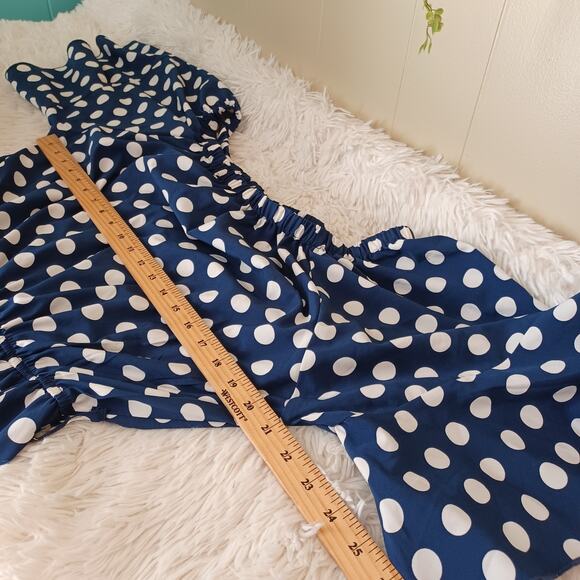 We Love Fashion Jumpsuit Romper Navy Blue White Polka Dots XL - Picture 7 of 9